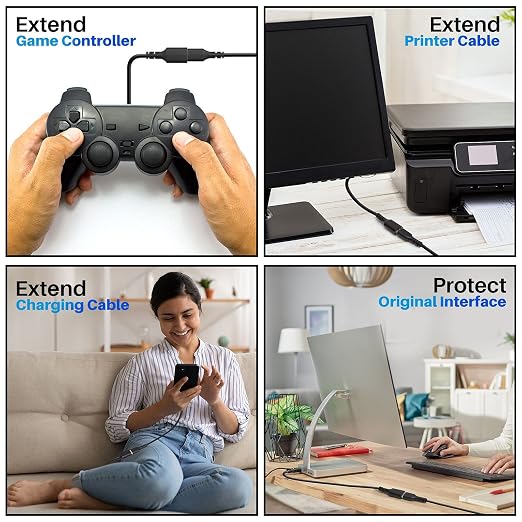 3 Pack USB Extension Cable 2 FT, Short USB 2.0 Type A Male to Female Extender - Image 4