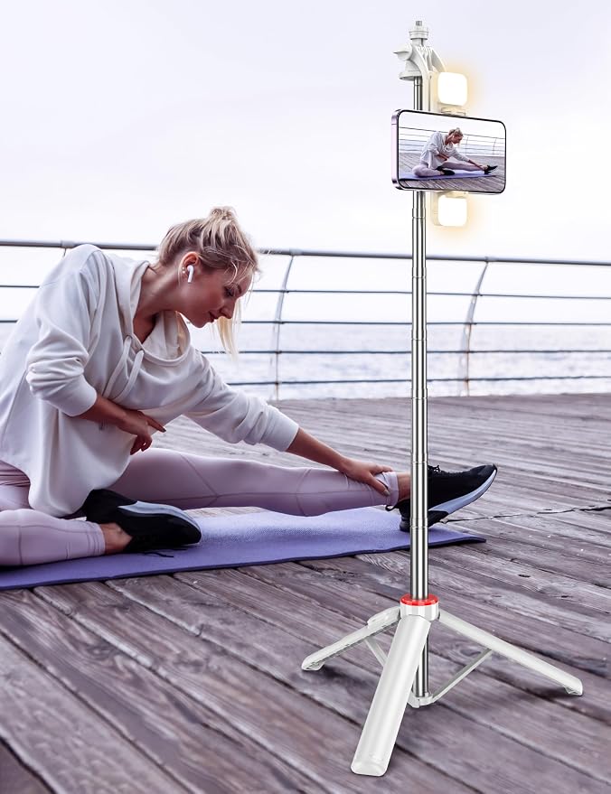 Selfie Stick Tripod with 2 Light, 3 Light Modes & 6 Brightness Levels - Image 8