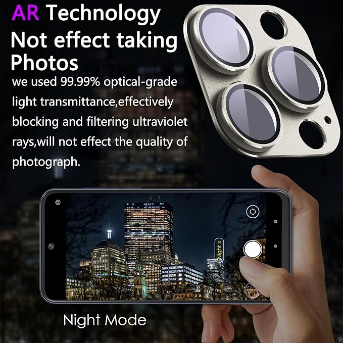 2 Pack Camera Lens Protector for iPhone 15 Pro/iPhone 15 Pro Max, AR Tempered - Image 3