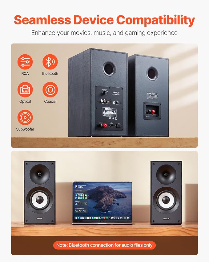 VEVOR Powered Bookshelf Speakers, 25W x 2, Active Studio Monitor Speaker - Image 4