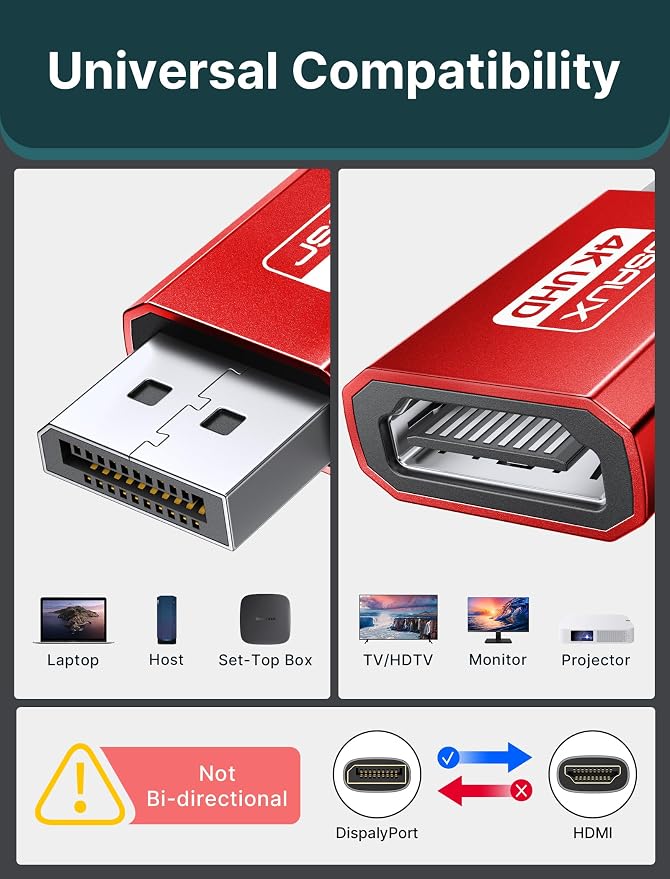 JSAUX 4K DisplayPort to HDMI Adapter 1Pack, DP PC to HDMI Monitor Converter - Image 7