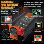 5000W Pure Sine Wave Power Inverter 12V DC to 110V 120V Converter - Image 2