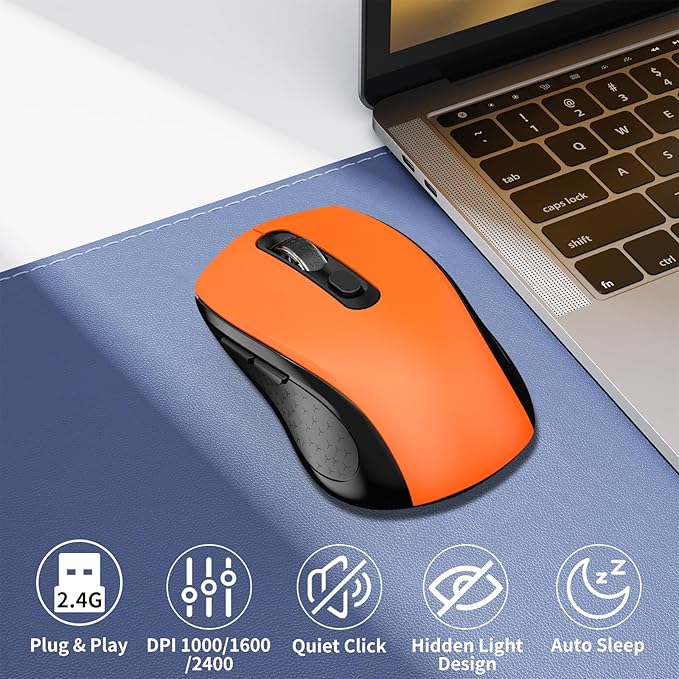 Wireless Mouse Ergonomic, Side Buttons Mouse, 2400 DPI, Silent and Anti Slip - Image 2