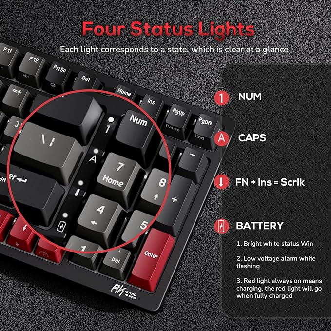 RK ROYAL KLUDGE RK98 Gaming Keyboard, Wireless Mechanical Keyboard 100 Keys - Image 5