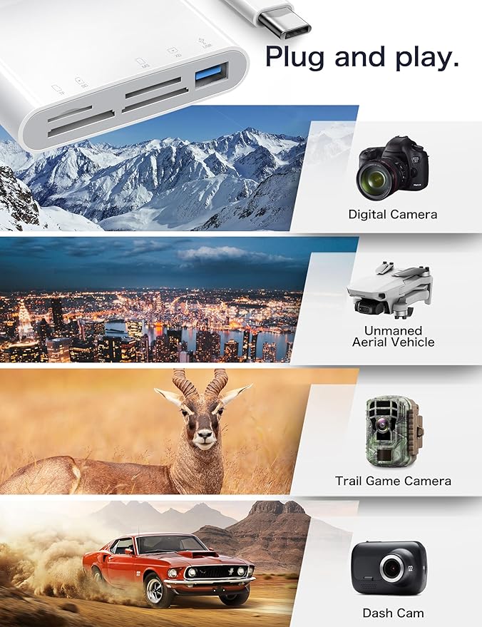 USB C SD Card Reader, 5 in 1 USB-C to Memory Card Adapter - Image 7