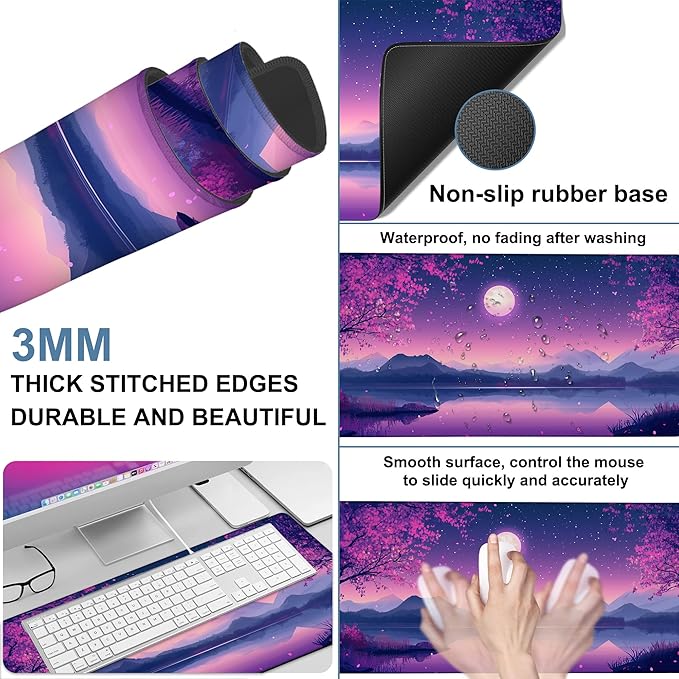 Gaming Desk Pad Large Extra Length Starry Sky Full Moon Mouse Pad Keyboard - Image 2
