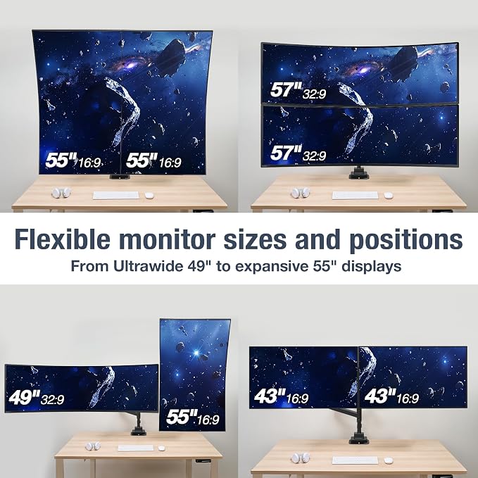 AVLT Dual 57 Inch Heavy Duty Stacking Monitor Arm Pole Top Mount - Image 4