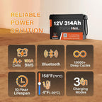 4 PCS Bluetooth 12V 314Ah LiFePO4 Lithium Battery MINI, Max. 4190Wh Energy - Image 2