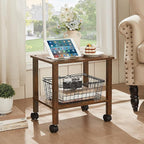2 Tier Printer Stand with Storage, Under Desk Shelf Printer Table, Rolling - Image 6