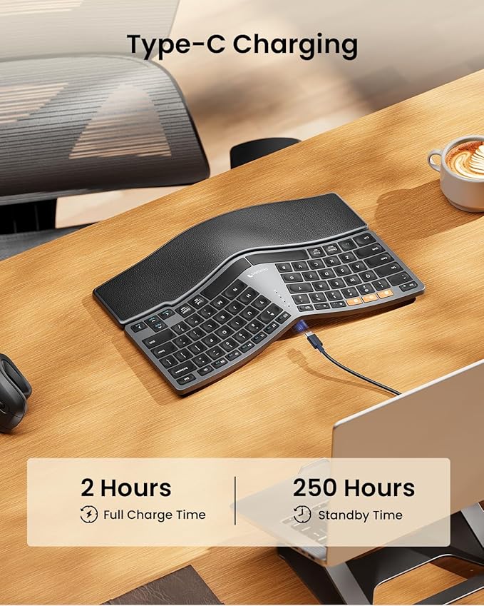 ProtoArc Bluetooth Ergonomic Keyboard, EK04 Mini Compact Wireless Ergo Split - Image 8