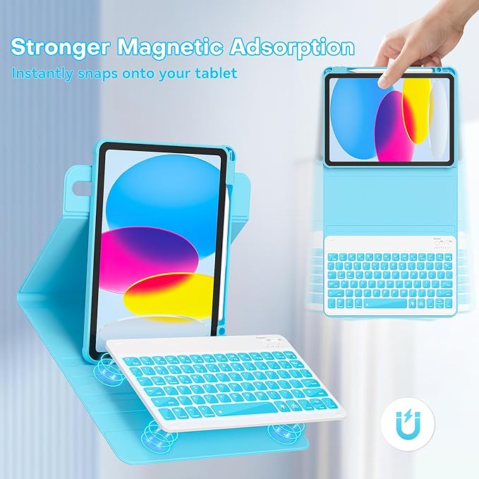 YBING Keyboard Case for iPad 10th Gen 10.9 inch & 11th Gen, 360 Rotation - Image 2