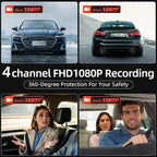 4 Channel Mirror Dash Cam, Dash Cam Front and Rear/Inside, 12’’ FHD 1080Px4 - Image 3