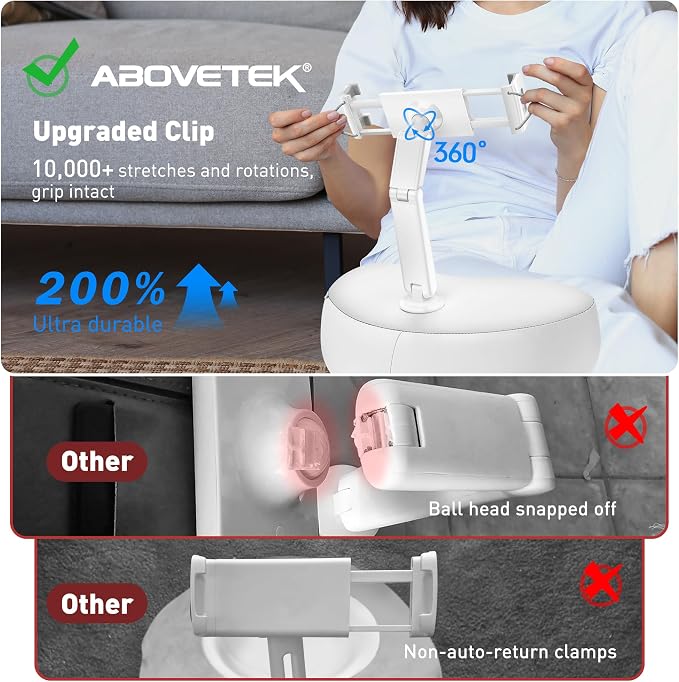 AboveTEK Tablet Pillow Stand for Bed, Hands-Free 360° Adjustable iPad Pillow - Image 7