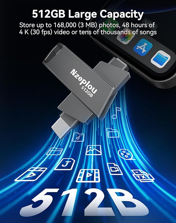 Flash Drive for iPhone iPad, USB3.0 High-Speed Memory Stick No App Needed - Image 6