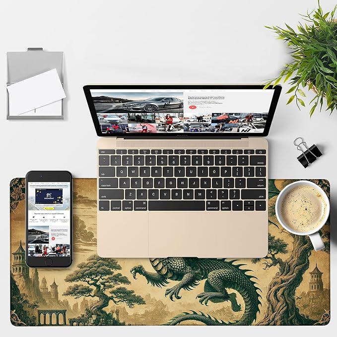 Vintage-Style Dragon Gaming Mouse Pad 3mm Thick Stitched Edge Waterproof - Image 4