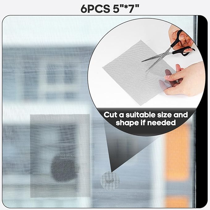 5" x 7" Grey/Black Screen Repair Kit, Strong Adhesive Fiberglass Mesh Patch Tape - Image 6