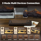 YUNZII WOOD68 Wireless Mechanical Keyboard, 65% Layout Wood Gaming Keyboard - Image 3