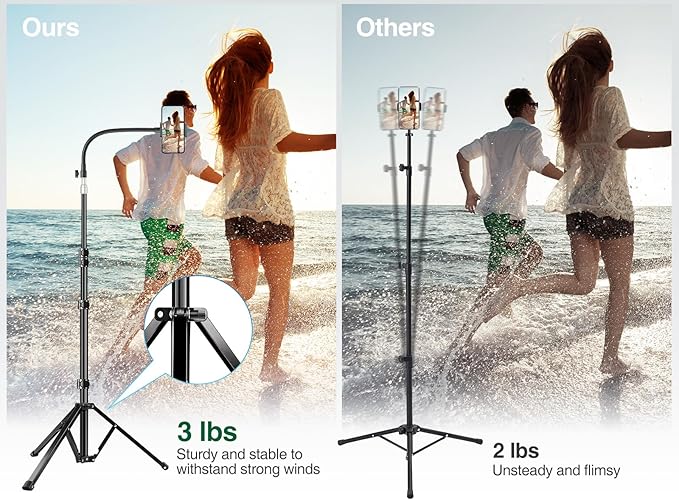 elitehood 80” Tall Phone Stand Tripod, Floor Phone Recording Stand, Heavy Duty - Image 5
