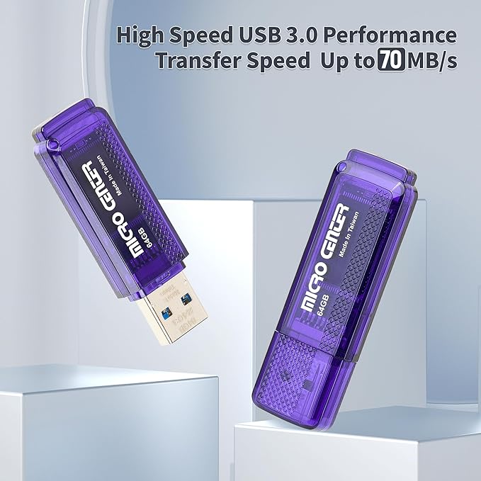 Micro Center SuperSpeed 5 Pack 64GB USB 3.0 Flash Drive Gum Size Memory Stick - Image 2