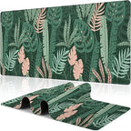 Tropical Plants and Leaves Desk Mat, Large Tropical Palm Leaves Gaming Keyboard by NIYLYNSYN