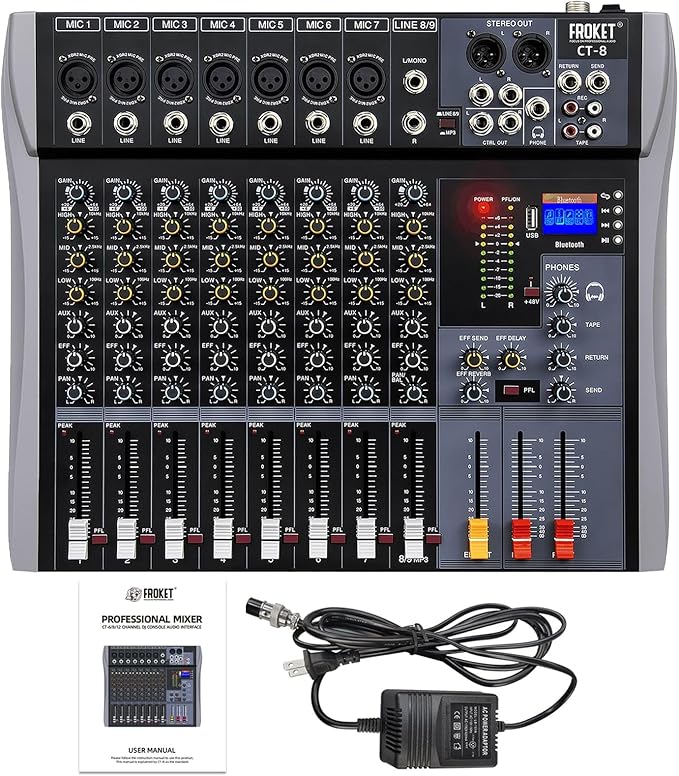 Pro DJ Mixer 8-Channel Audio Console - Image 9