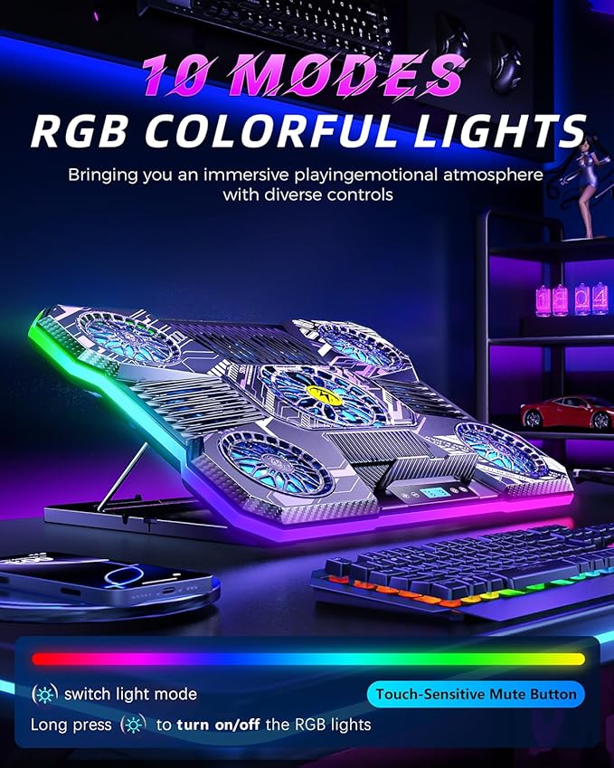 ChillCore Laptop Cooling Pad, RGB Laptop Fan Cooling Pad 9 Fans - Image 3