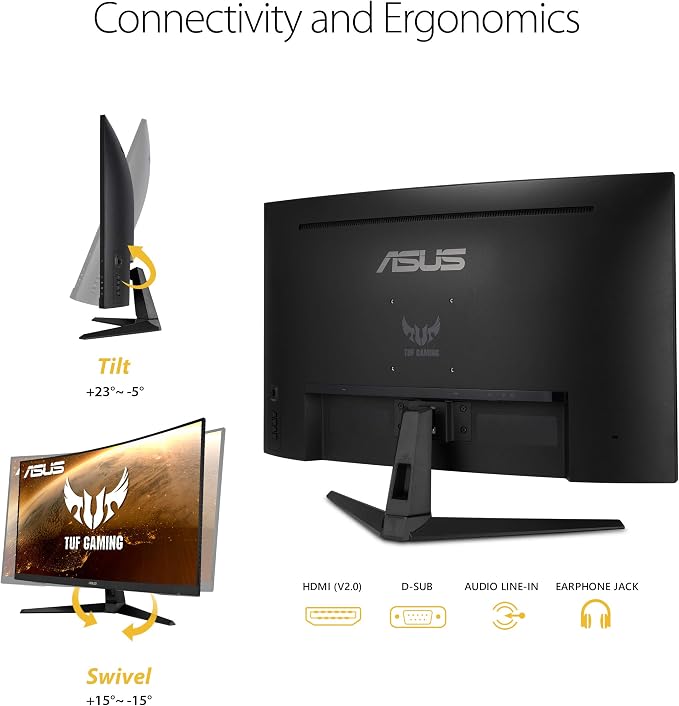 ASUS TUF Gaming VG328H1B 32” Curved Monitor, 1080P Full HD, Extreme Low Motion - Image 7