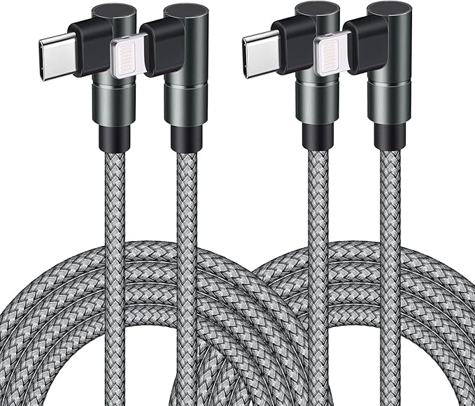 USB C to Lightning Cable 10FT MFi Certified 90 Degree iPhone Fast Charger Nylon by Wangmai