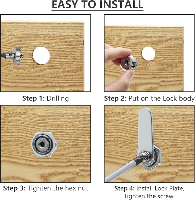 Uenhoy 6 Pack Cam Locks Keyed Alike, 5/8" Set - Image 5