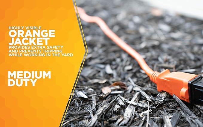 Southwire Woods 50ft Outdoor Extension Cord – Bright Orange, 16/2 Two-Prong – - Image 8