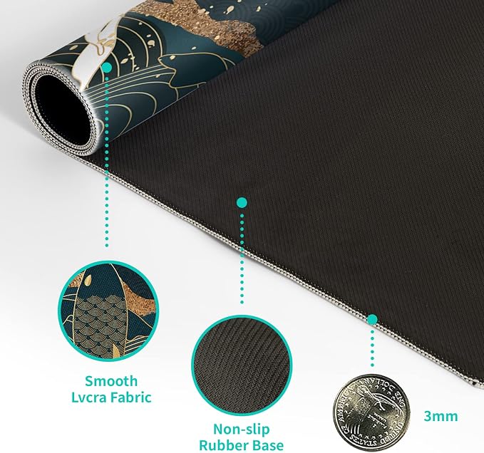 Fish Art Mouse Pad 31.5x11.8 Inch Japanese Gaming Full Desk Mousepad Extended - Image 8