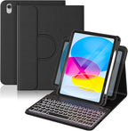 YBING for iPad A16 Case with Keyboard 11th &10th Generation, 360 Rotation by YBING