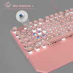 MageGee Typewriter Mechanical Gaming Keyboard, Retro Punk Pink Round Keycaps - Image 4