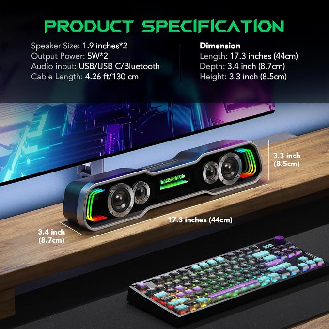 Black Shark BS-SP1 Bluetooth Computer Speakers - Image 6