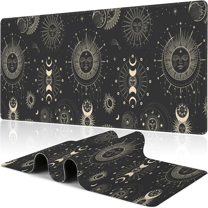 Phase of The Moon Desk Mat, Large Moon Phase Changes Gaming Keyboard Mouse Pad by NIYLYNSYN