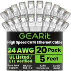 GEARit Cat 6 Ethernet Cable Cat6 Network Patch, Snagless Cord, Internet by GEARit