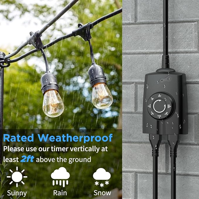 G-ELEK Outdoor Timer Outlet Waterproof, 24 Hour Outdoor Light Timer, Timers - Image 5