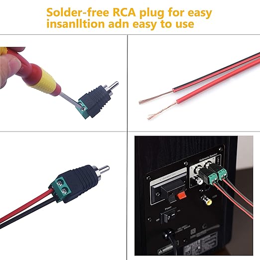 RCA Plugs for Speaker Wire，RCA to AV Screw Terminal Connector, Phono RCA Male - Image 6