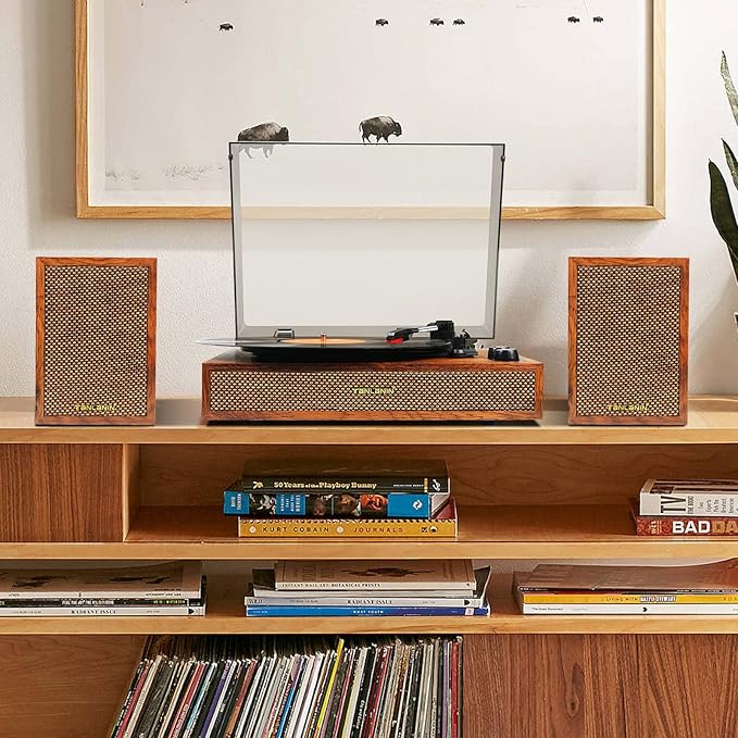 Vinyl Record Player with External Speakers, 3 Speed Bluetooth Turntable - Image 3