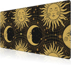 Mouse Pad, Large Golden Sun and Crescent Desk Mat, Extended Non-Slip Gaming by NIYLYNSYN