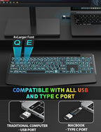 Wireless Keyboard and Mouse Backlits, Wrist Rest, LED Mouse, Rechargeable - Image 2