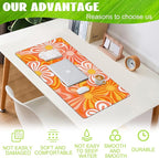 Desk Pad, Hippie Vintage Orange Flowers Desk Mat, Retro Floral Large Gaming - Image 4