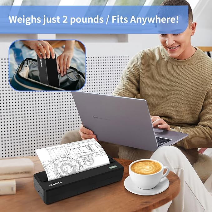 Inkless Portable Printer for Travel, Wireless Thermal Printer Support 8.5 x 11 - Image 8