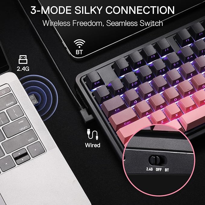 Redragon K728 PRO 80% Wireless Gasket Gaming Keyboard, 3-Mode 87 Keys TKL - Image 2