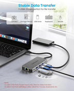 USB C Docking Station Dual Monitor, 9-in-1 USB Hub - Image 6