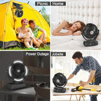 PANERGY Camping Fan with Light - 20000mAh Rechargeable Battery Fan with Charger - Image 7