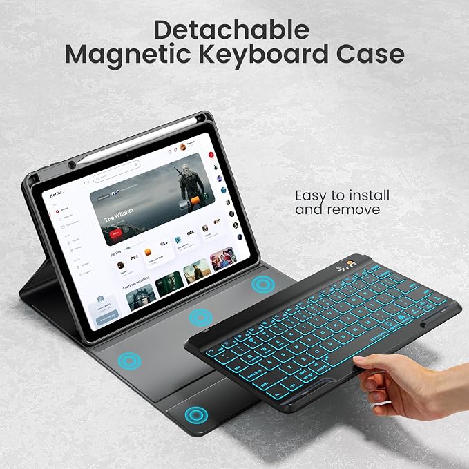 Keyboard Case for iPad Air 5th/4th Pro 11 inch, 7-Color Backlit Detachable - Image 7