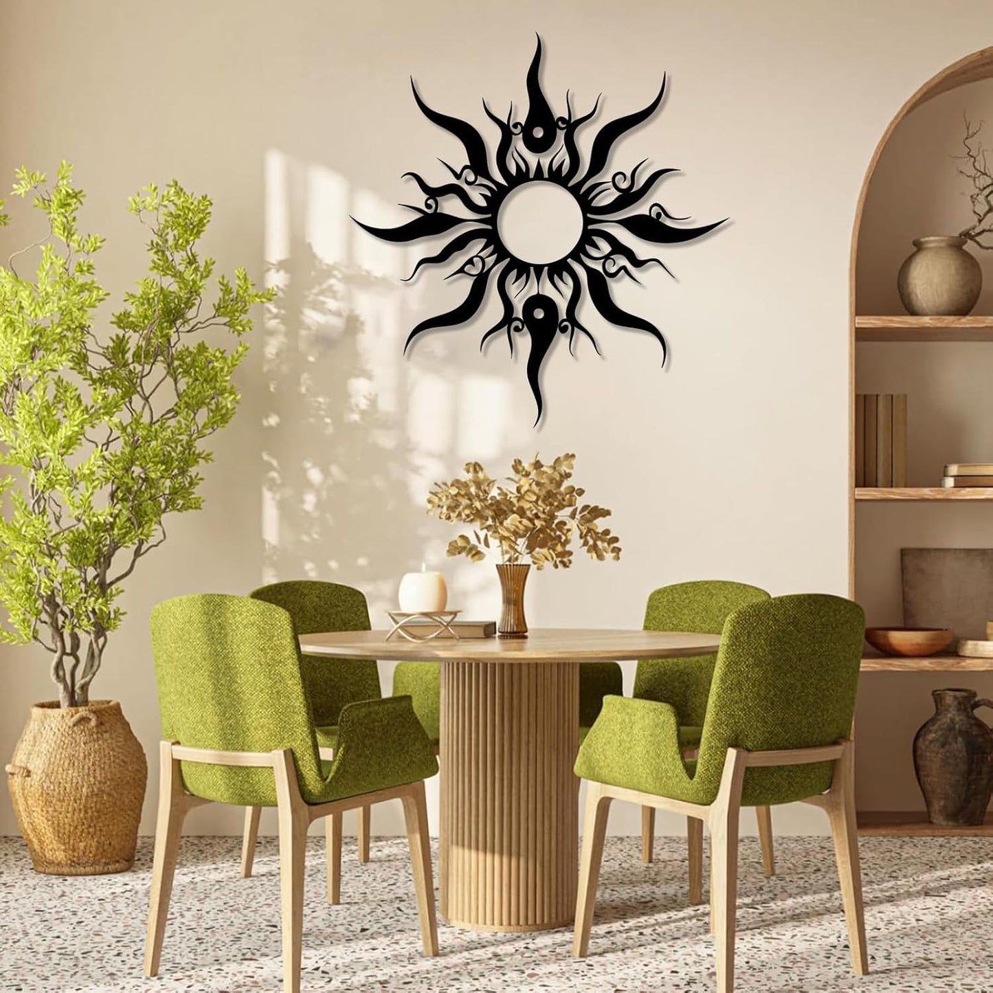 Hotuijxca Metal Wacky Sun Wall Art, Wacky Sun Metal Decor for Livingroom, Bedroom (White, 28"x27"/70x67cm, metal wall art)