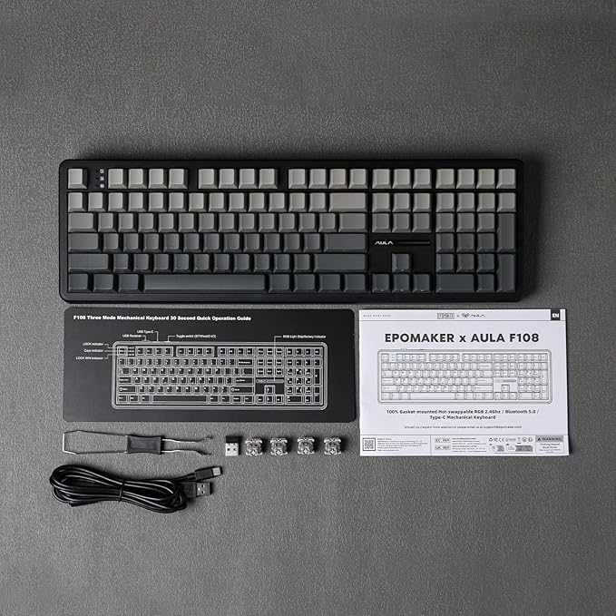 EPOMAKER Aula F108 Wireless Gaming Keyboard, Full Size Mechanical Keyboard - Image 8