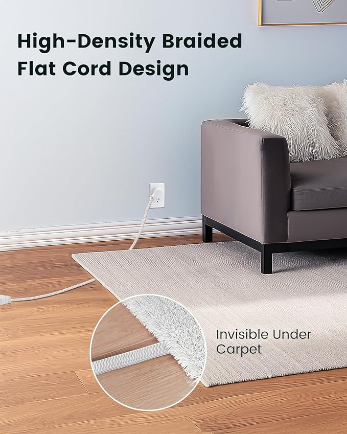 SURAIELEC Flat Extension Cord 3FT, 360° Rotating Flat Plug Extension Cord - Image 6